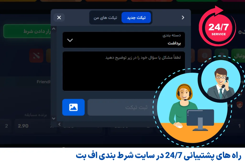 راه های پشتیبانی 24/7 در سایت شرط بندی اف بت